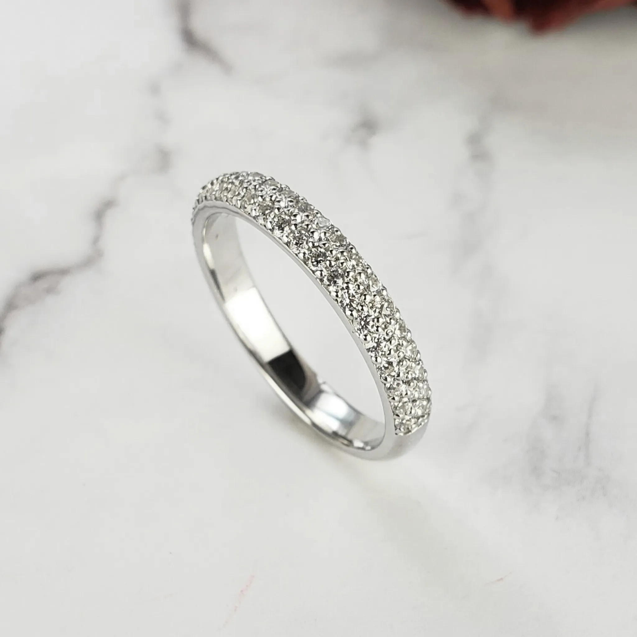 Double Diamond Row Wedding Band