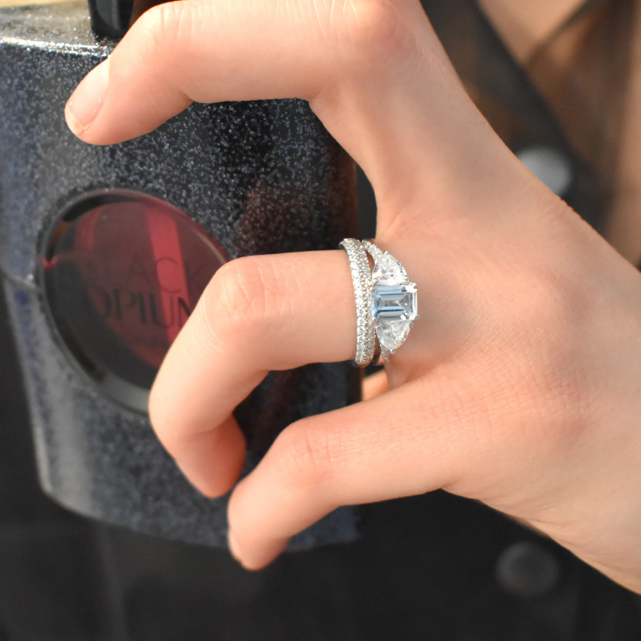 Double Diamond Row Wedding Band