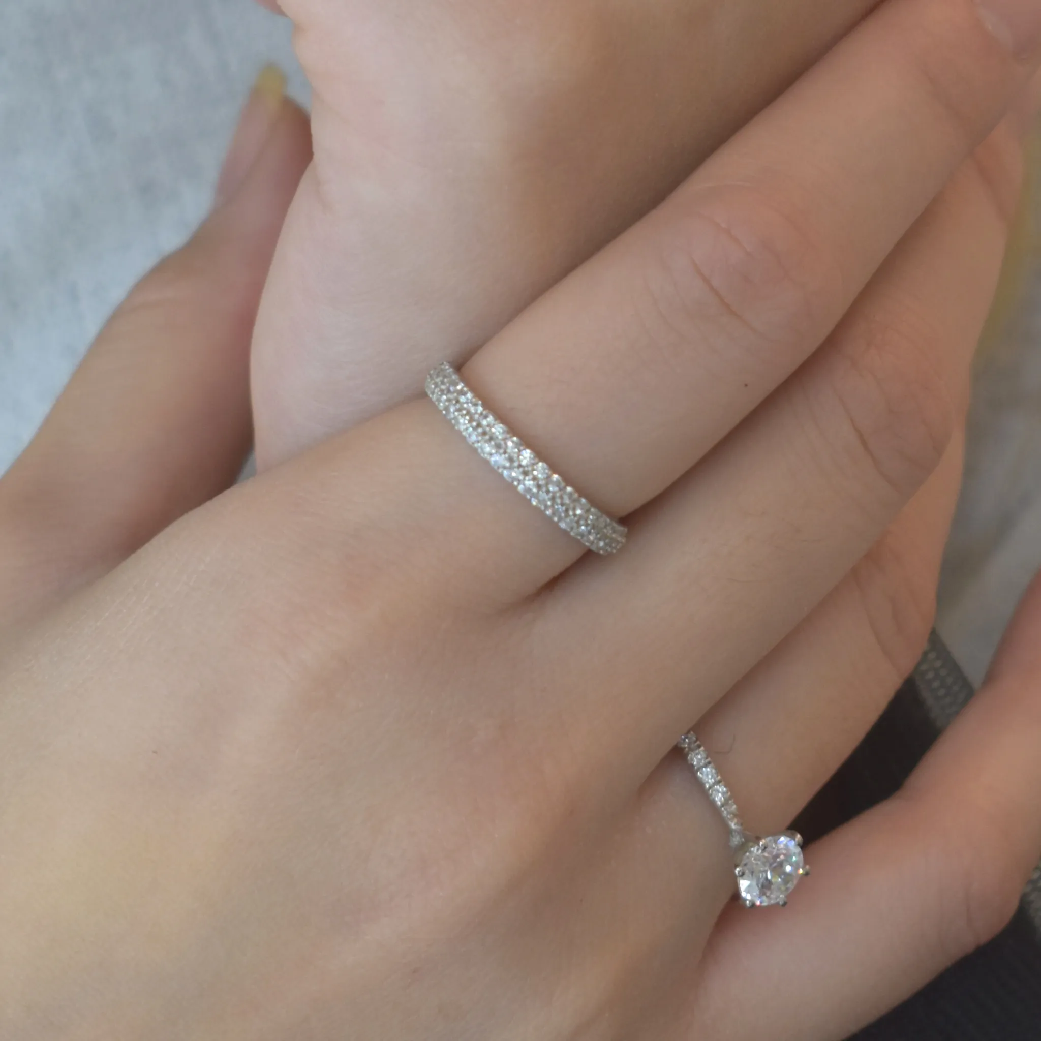 Double Diamond Row Wedding Band