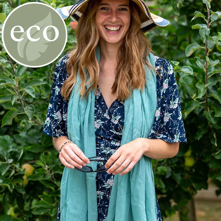 Duck egg blue single colour cotton scarf