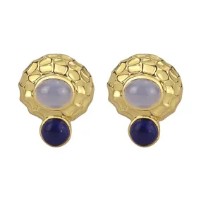 Earrings- Chalcedony And Lapis Lazuli (1662L)