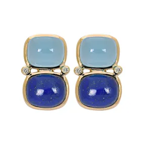 Earrings- Chalcedony, Lapis Lazuli and Diamond