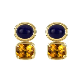 Earrings- Citrine And Lapis Lazuli (1788I)
