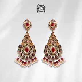 Earrings in Chetum, Kundan and Pearls