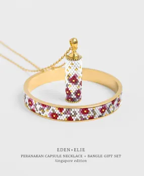 EDEN   ELIE Modern Peranakan capsule pendant necklace   bangle gift set - Singapore edition