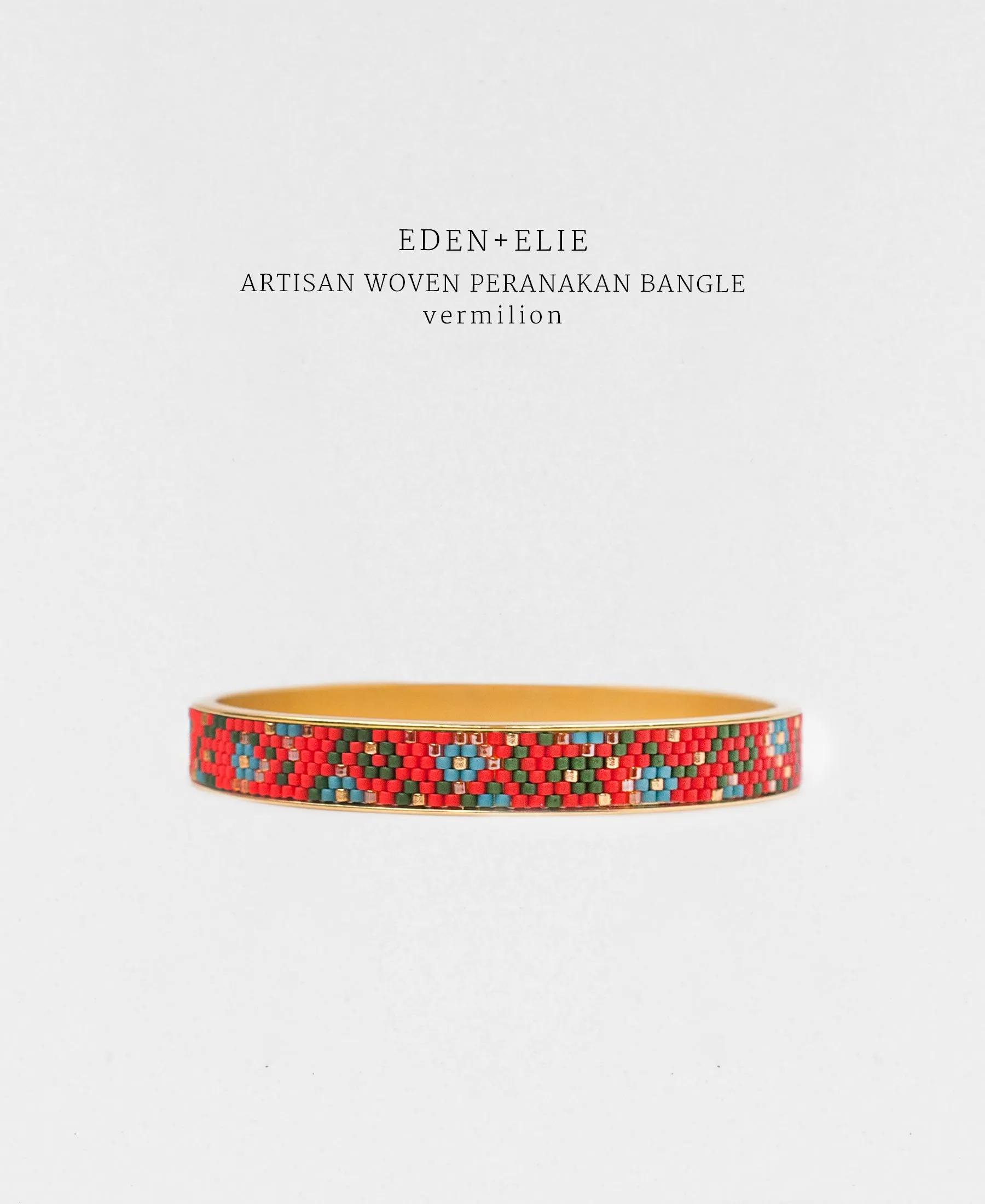 EDEN   ELIE Modern Peranakan gold narrow bangle -  vermilion