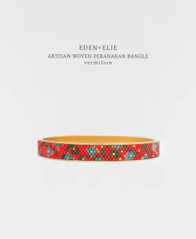 EDEN   ELIE Modern Peranakan gold narrow bangle -  vermilion