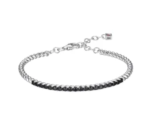 ELLE Sterling Silver "Nautical" Rope Black Spinel Bangle Bracelet (SI5151)