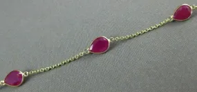 ESTATE 5.11CT AAA RUBY 14K YELLOW GOLD PEAR SHAPE TEAR DROP BY THE YARD BRACELET