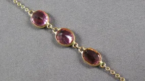 ESTATE 5.24CT AAA LIGHT PINK RUBY 14KT YELLOW GOLD OVAL BY THE YARD FUN BRACELET