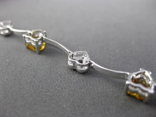 ESTATE LONG 3.80CTW DIAMOND & AAA CITRINE 14KT WHITE GOLD HEART LOVE BRACELET