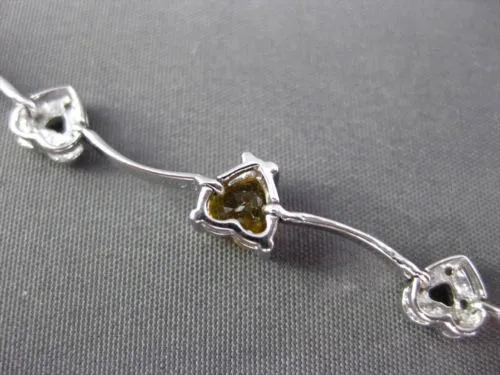 ESTATE LONG 3.80CTW DIAMOND & AAA CITRINE 14KT WHITE GOLD HEART LOVE BRACELET