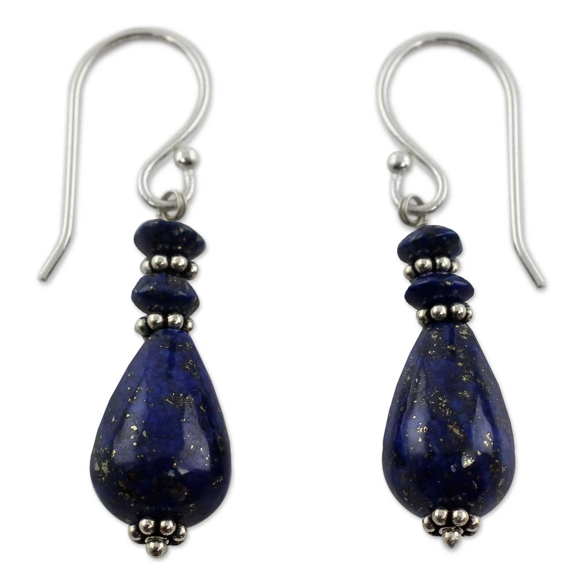 Fair Trade Sterling Silver and Lapis Lazuli Earrings - Delhi Dusk | NOVICA