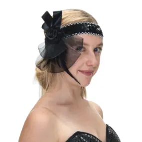 Flapper Headband - Black Net