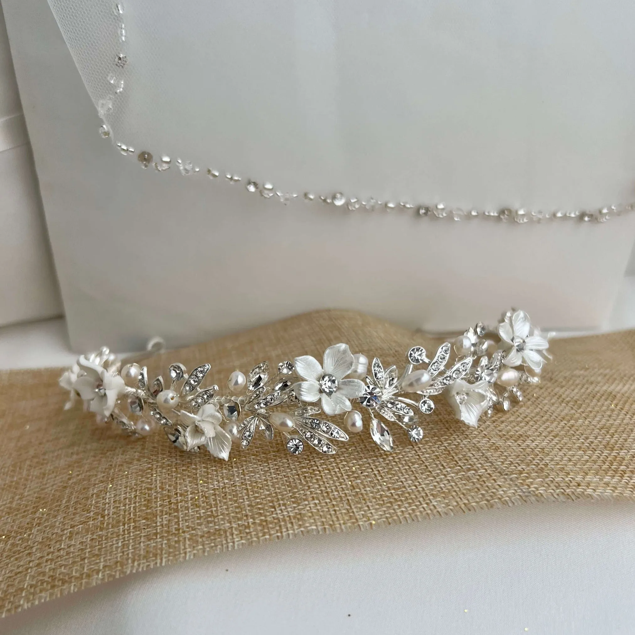 Floral Headband for bride, Quinceanera Headband, Headpiece for wedding