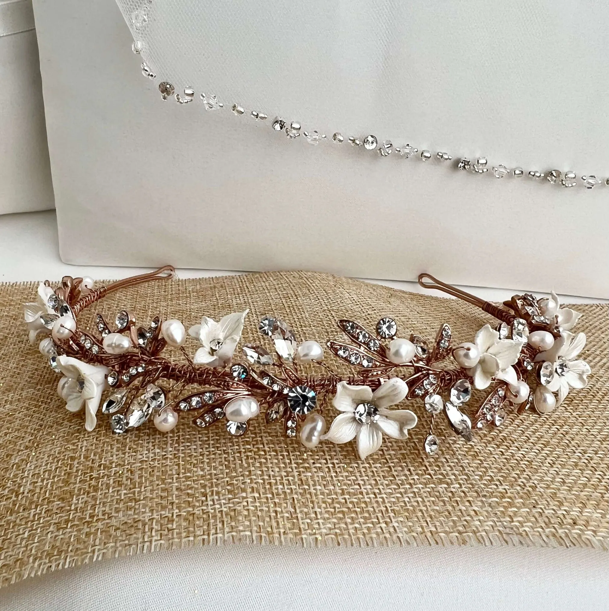 Floral Headband for bride, Quinceanera Headband, Headpiece for wedding