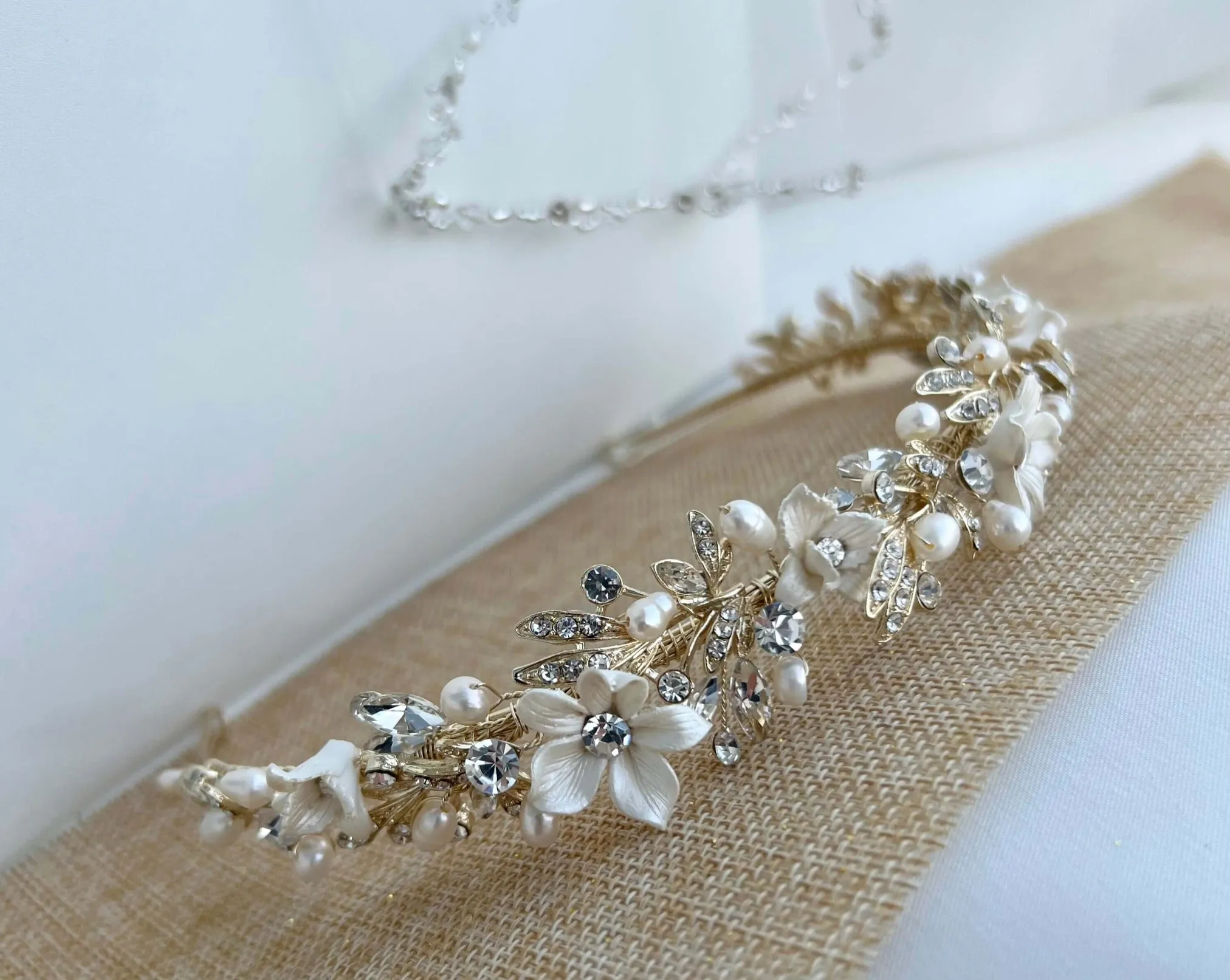 Floral Headband for bride, Quinceanera Headband, Headpiece for wedding