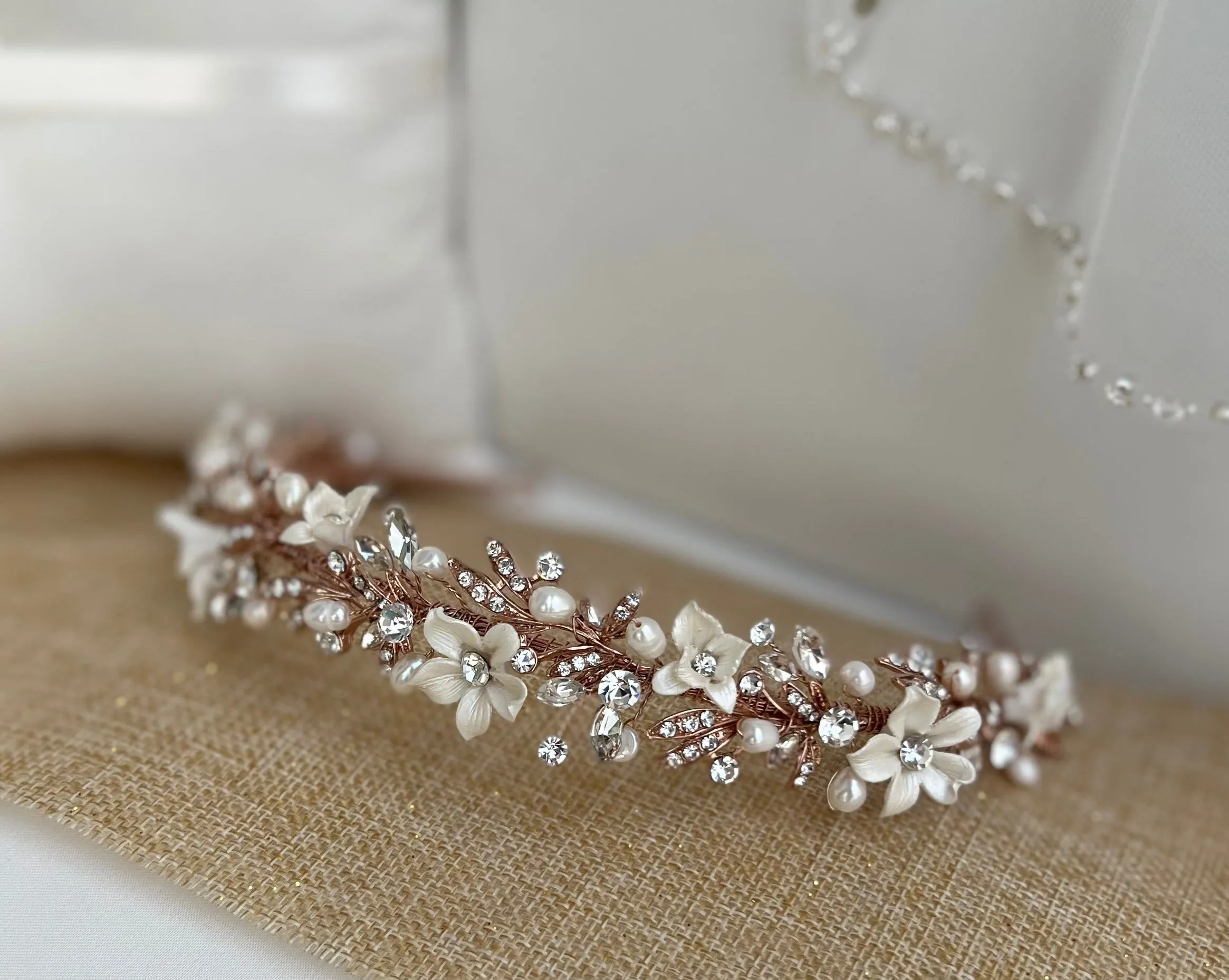 Floral Headband for bride, Quinceanera Headband, Headpiece for wedding