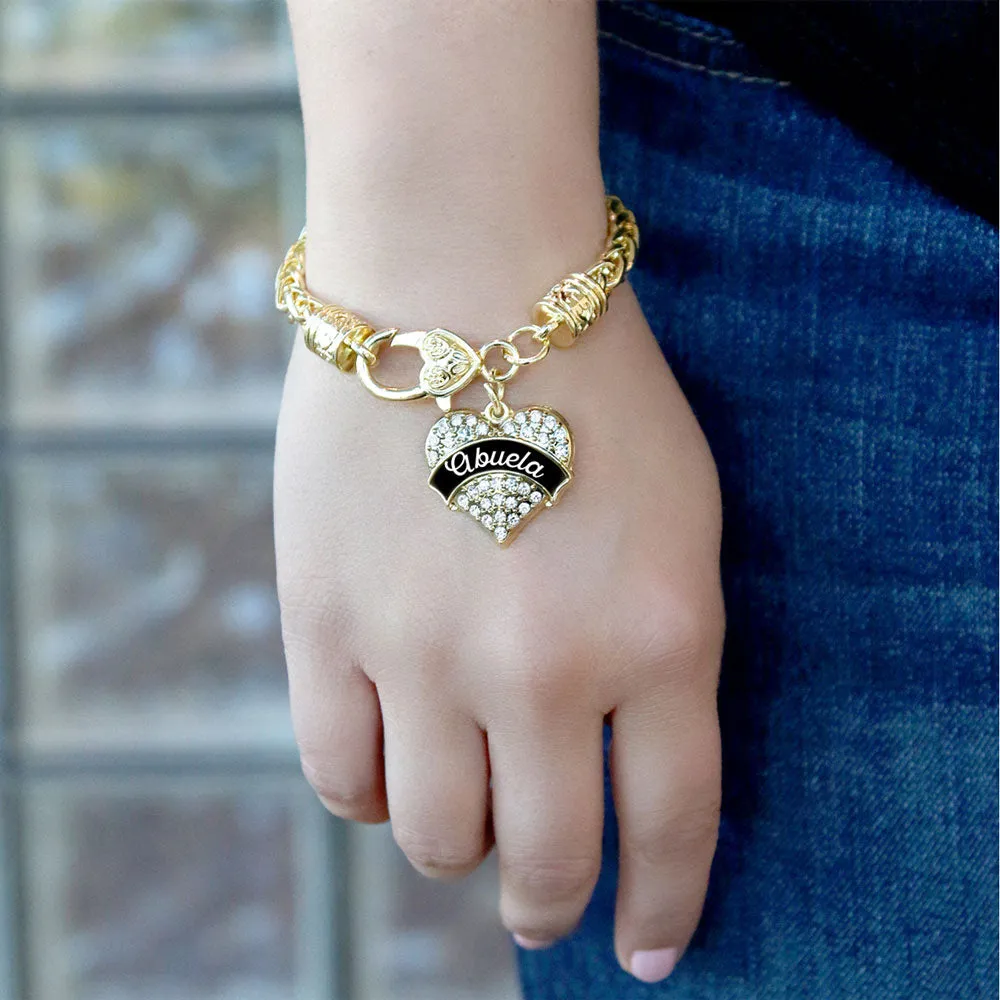 Gold Black and White Abuela Pave Heart Charm Braided Bracelet