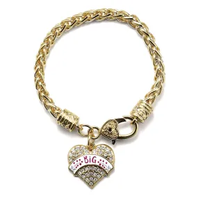 Gold Bordeaux and Grey Big Pave Heart Charm Braided Bracelet
