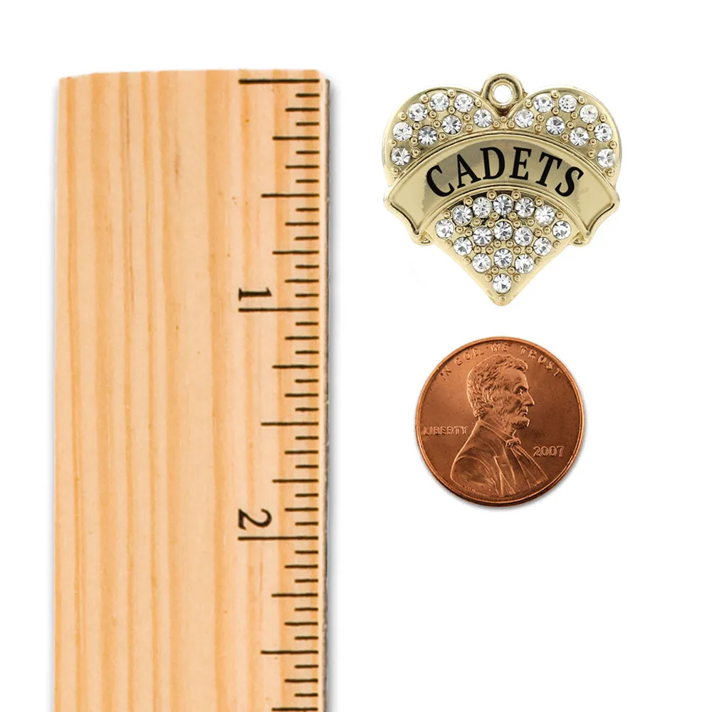 Gold Cadets Pave Heart Charm Toggle Bracelet