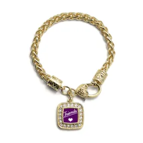 Gold Friends Square Charm Braided Bracelet