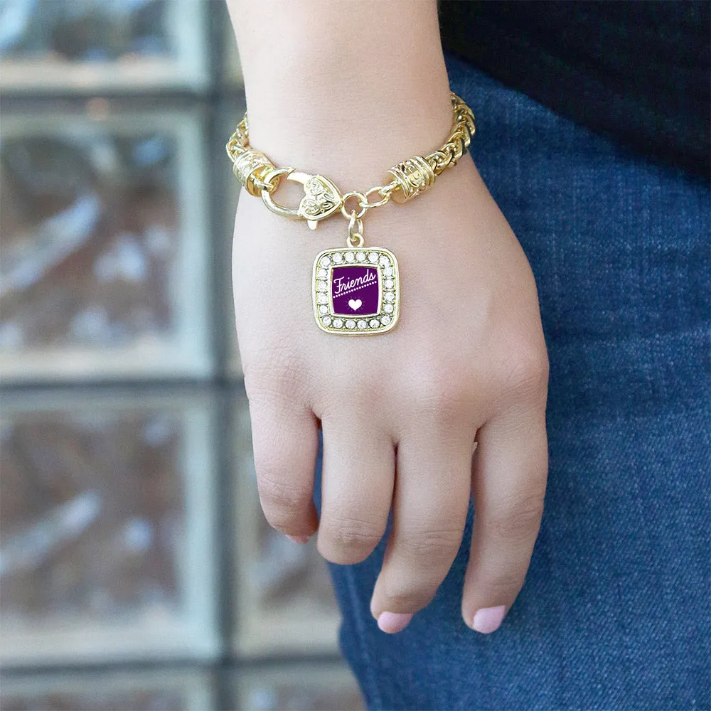 Gold Friends Square Charm Braided Bracelet