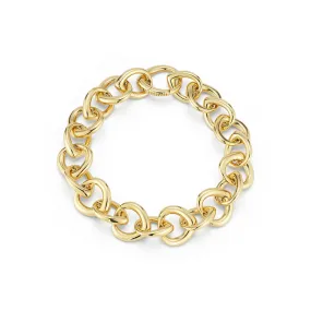 Gold Large Link Chain Shield Bracelet