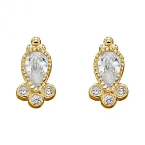 Gold Plated Zirconia Teardrop Earrings E6271C