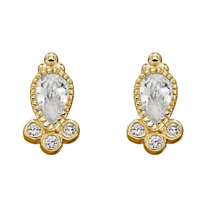 Gold Plated Zirconia Teardrop Earrings E6271C