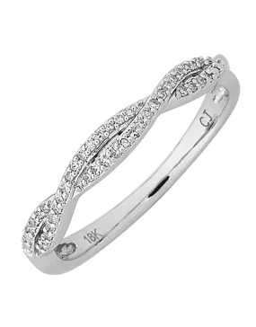 Gold Ring - 18ct White Gold Stacker Ring - 768330