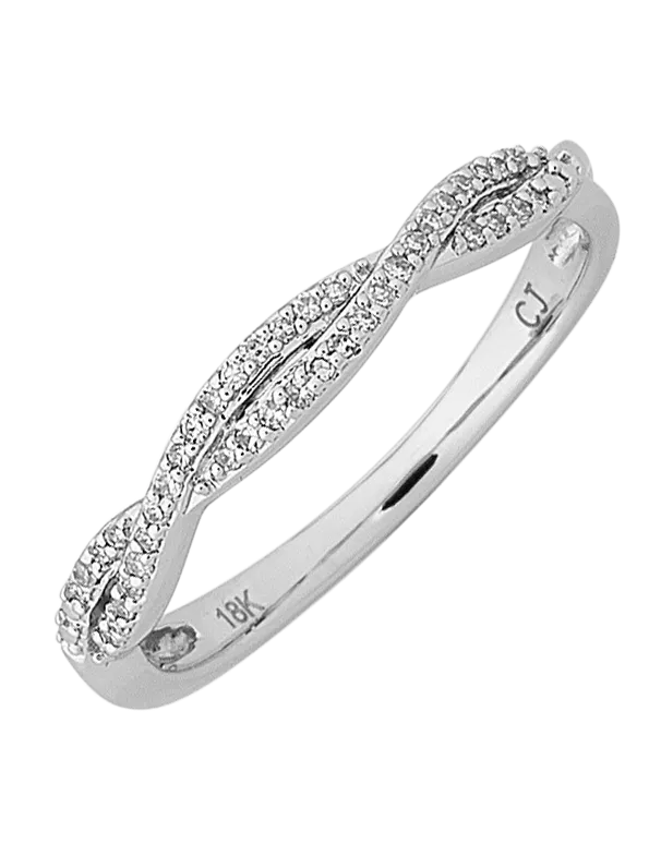 Gold Ring - 18ct White Gold Stacker Ring - 768330