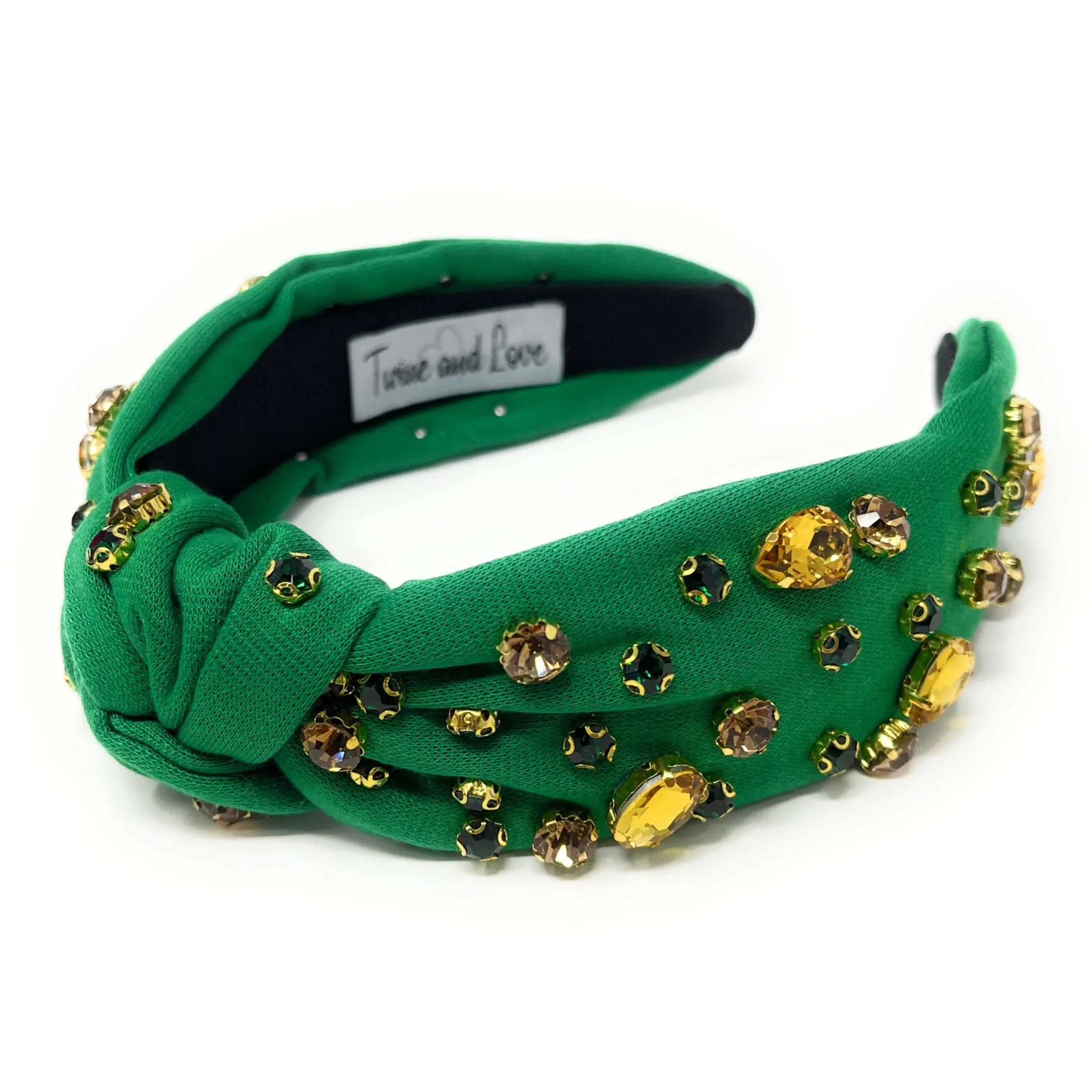 Green Gold Knot Jeweled Headband