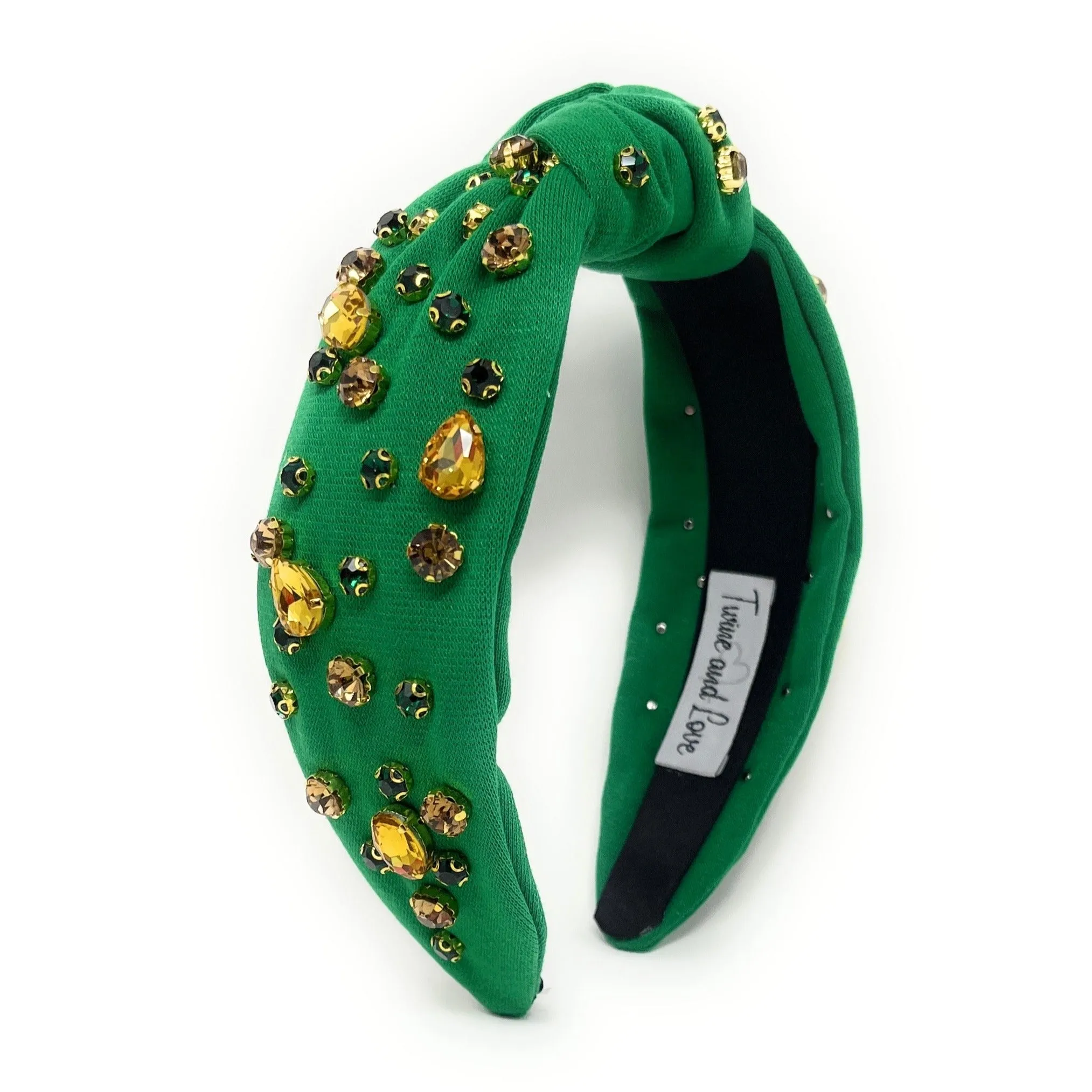 Green Gold Knot Jeweled Headband