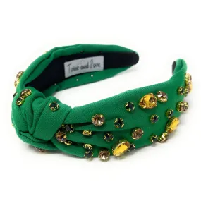 Green Gold Knot Jeweled Headband