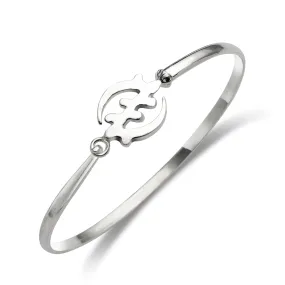 Gye Nyame .925 Sterling Silver Hook Bangle, 1 piece