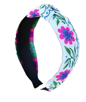 Handmade Embroidered Flower Headband