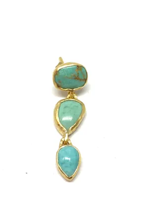 Heather Benjamin Single Triple Turquoise Drop Earring