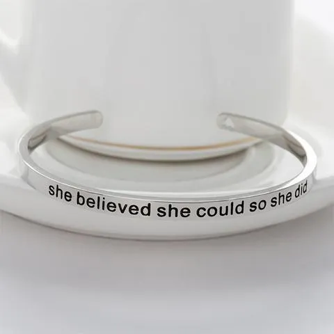 Inspirational Quote Cuff Bangle Bracelet