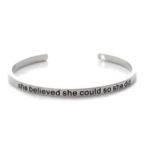 Inspirational Quote Cuff Bangle Bracelet