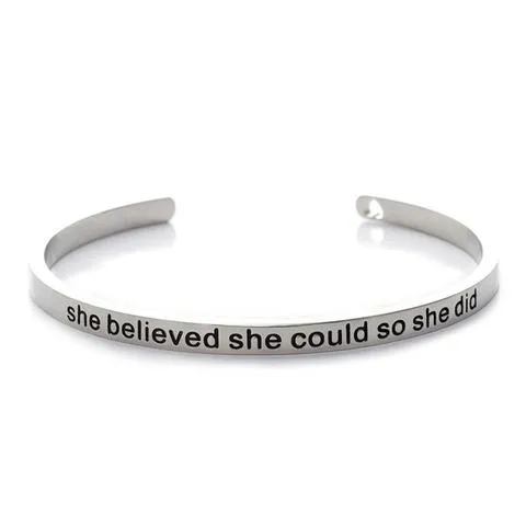 Inspirational Quote Cuff Bangle Bracelet