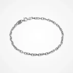 Italian Made Mens Rhodium Coated Link Bracelet