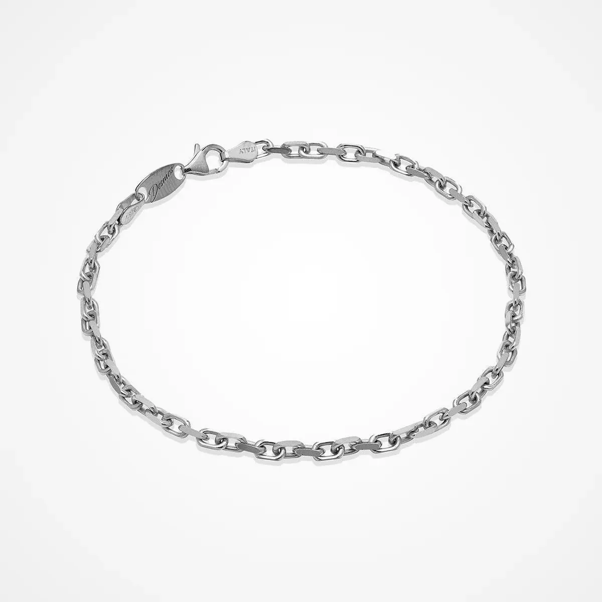 Italian Made Mens Rhodium Coated Link Bracelet