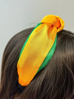 Jumbo Puffy Knotted Headbands - Gold & Green