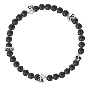 King Baby Onyx Beaded Skull Bracelet