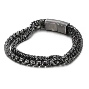 Korean Style Double Chain Stainless Steel Bracelet (Circumference 20cm) 韓版雙層不銹鋼手鍊 (鍊長 20cm) KJBR16269