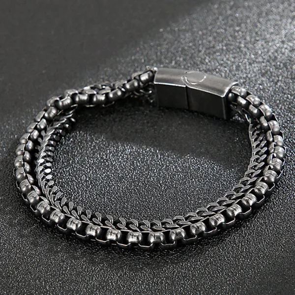 Korean Style Double Chain Stainless Steel Bracelet (Circumference 20cm) 韓版雙層不銹鋼手鍊 (鍊長 20cm) KJBR16269