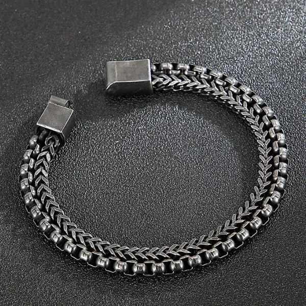 Korean Style Double Chain Stainless Steel Bracelet (Circumference 20cm) 韓版雙層不銹鋼手鍊 (鍊長 20cm) KJBR16269