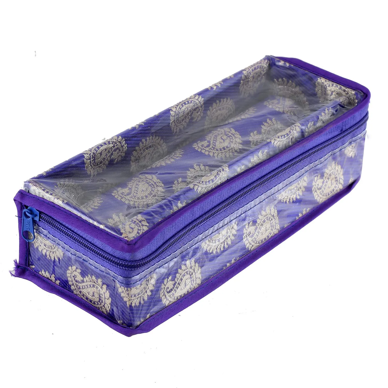 Kuber Industries Carry Design Brocade Hardboard One Rod Bangle Box (Purple) -CTKTC038761