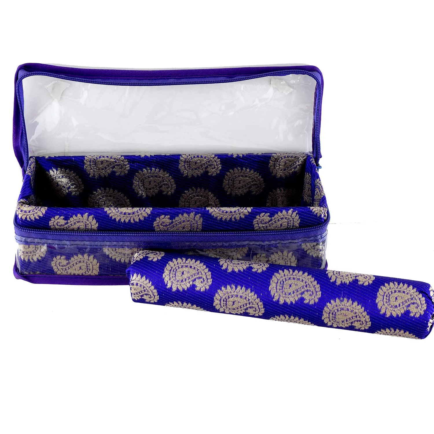Kuber Industries Carry Design Brocade Hardboard One Rod Bangle Box (Purple) -CTKTC038761